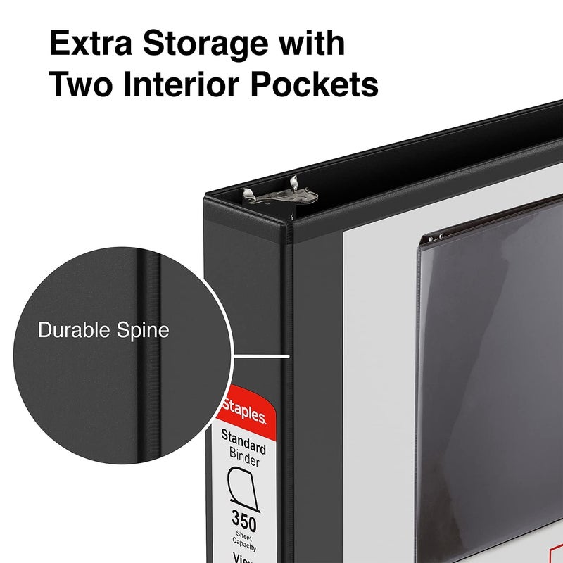 Staples 3-Ring Binder, 1.5 Inch D-Ring Organizer for Home, Office, School, Holds up to 350-Sheets, Black - Image 5